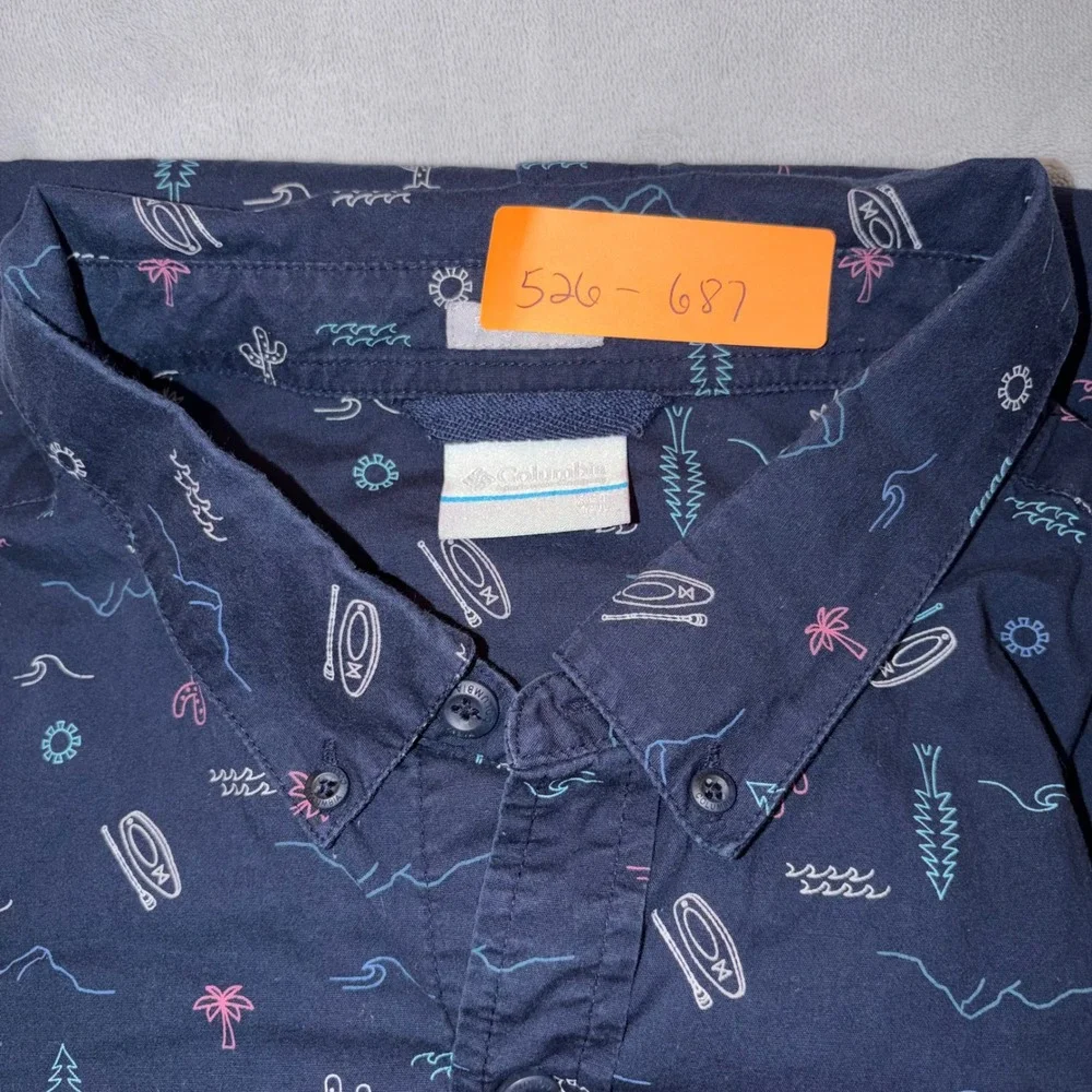 Columbia Mens Navy Rapid River Short Sleeve Button Down Shirt XLT Tall Regular